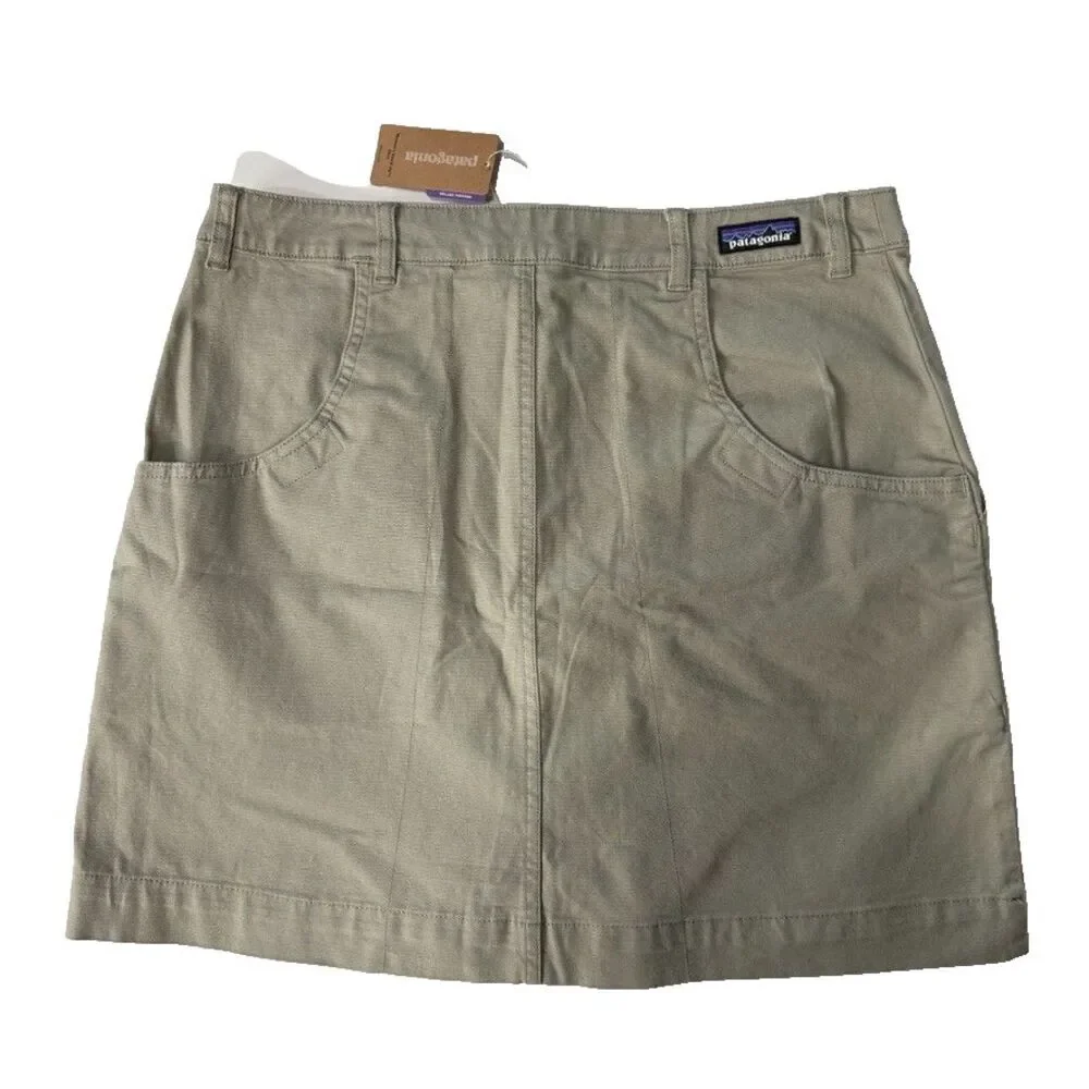 Patagonia Women's Stand Up Skirt Shale Khaki 100% Organic Cotton 12 NWT